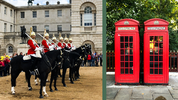 VISUELL Blogbeitrag: Weiterbildung London: Londoner Guards auf Pferden und die typisch roten Telefonzellen