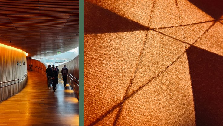 VISUELL Blogbeitrag: Weiterbildung in Oslo: Personen stehen im Eingang zur Oper in Oslo