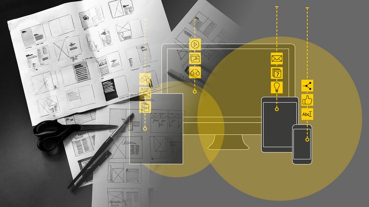 VISUELL Kommunikationsdesign: Editorial Design ADAC Württemberg e.V.: Skizzen des VISUELL-Teams zur Darstellung der Seiten