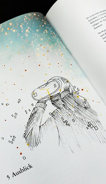 VISUELL Kommunikationsdesign: Detailansicht Seite "Ausblick" mit Illustration