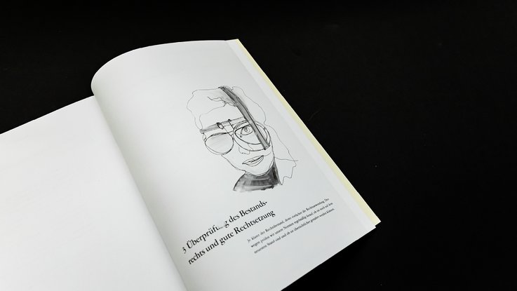 VISUELL Kommunikationsdesign: Detailansicht Seite mit Illustration - Aufschrift: Überprüfung des Bestandsrechts und gute Rechtsetzung